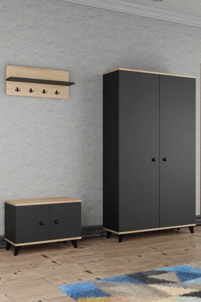 1075-Poli Vestiyer Dolap 2 Kapaklı Ant