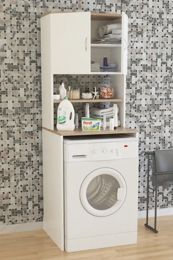 [Z5020426021101] 2042-Solo Maki̇Ne Dolabi Alt Üst Beyaz/Sonomo