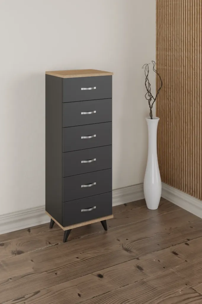 [Z50BLD1203038ATSM] 3038-Beli̇Nda 6  Çekmeceli̇ Şi̇Fonyer Antrasit