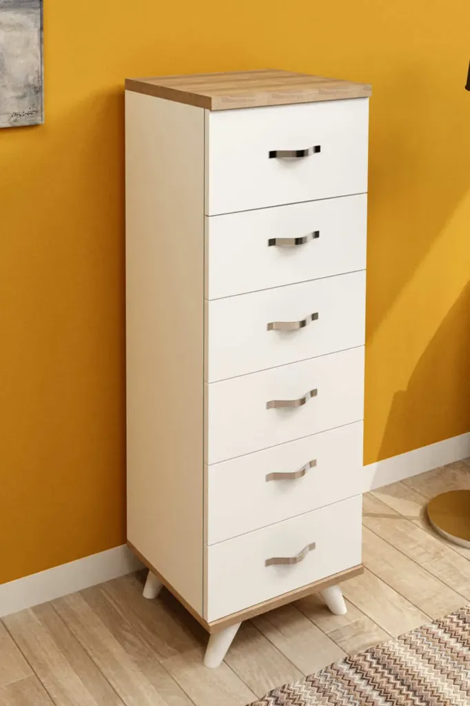 [Z50BLD1203038BYSM] 3038-Belinda 6  Çekmeceli Şifonyer Beyaz