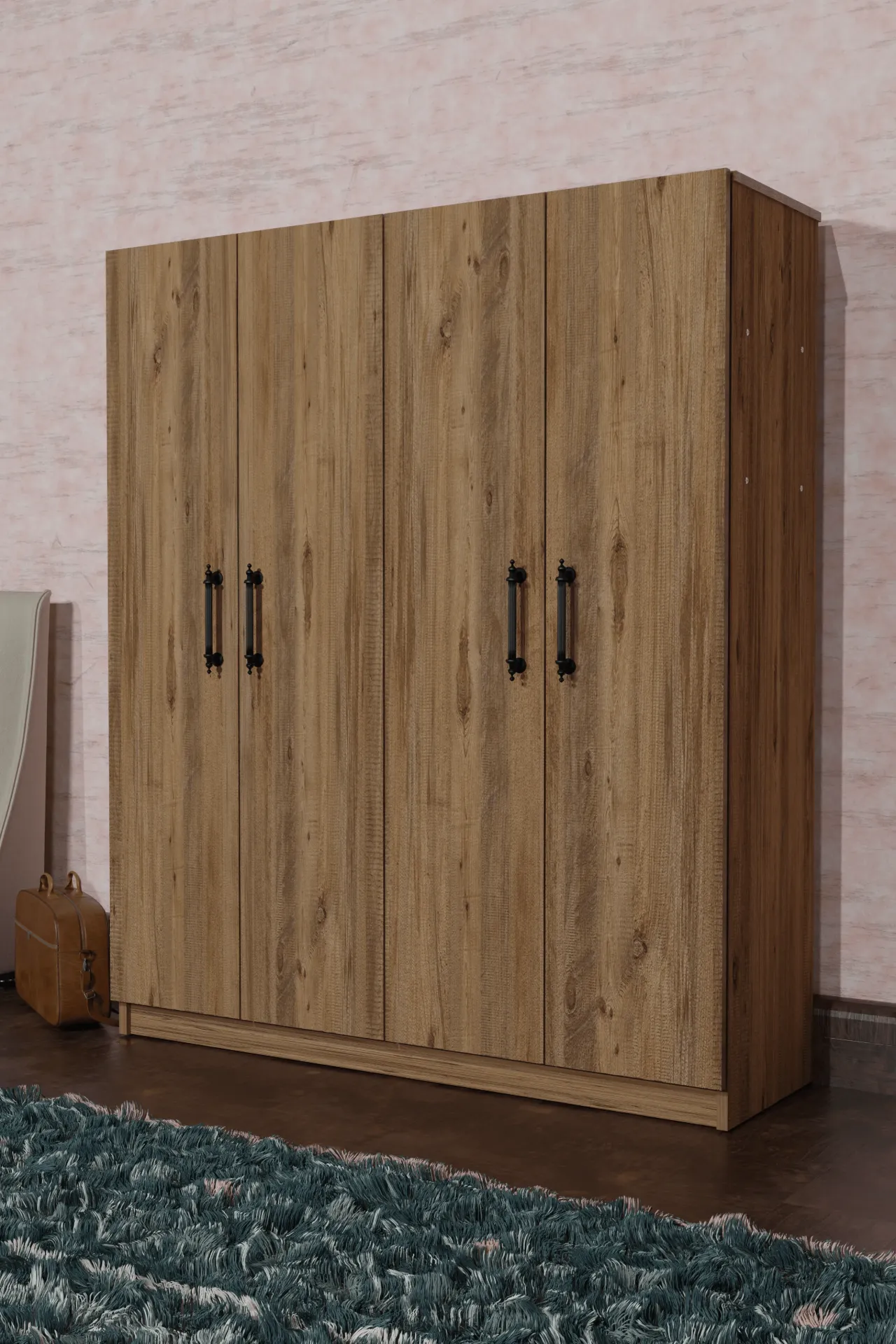 1054-Arena 4 Kapaklı Gardrop (Atlantik Çam)