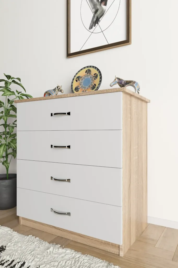 [Z50ACY1201045SMBY] 1045-Açelya 4 Çekmeceli̇ Şi̇Fonyer (Sonomo/Beyaz)