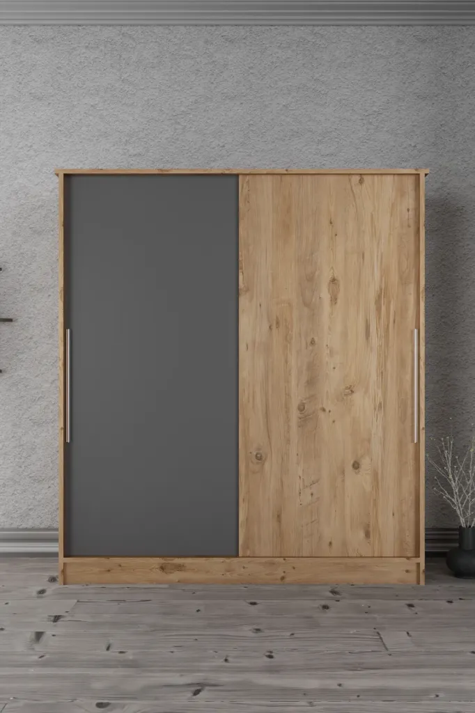 4001-Zambak Sürgülü Gardrop A.Çam/A.Çam/Antrasi̇T